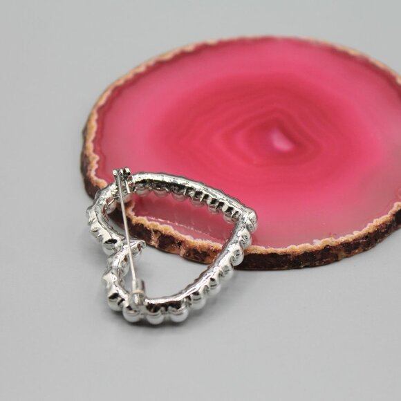 Heart love romantic pin brooch jewelry fashion pearls silver white gold tone new - Picture 5 of 13